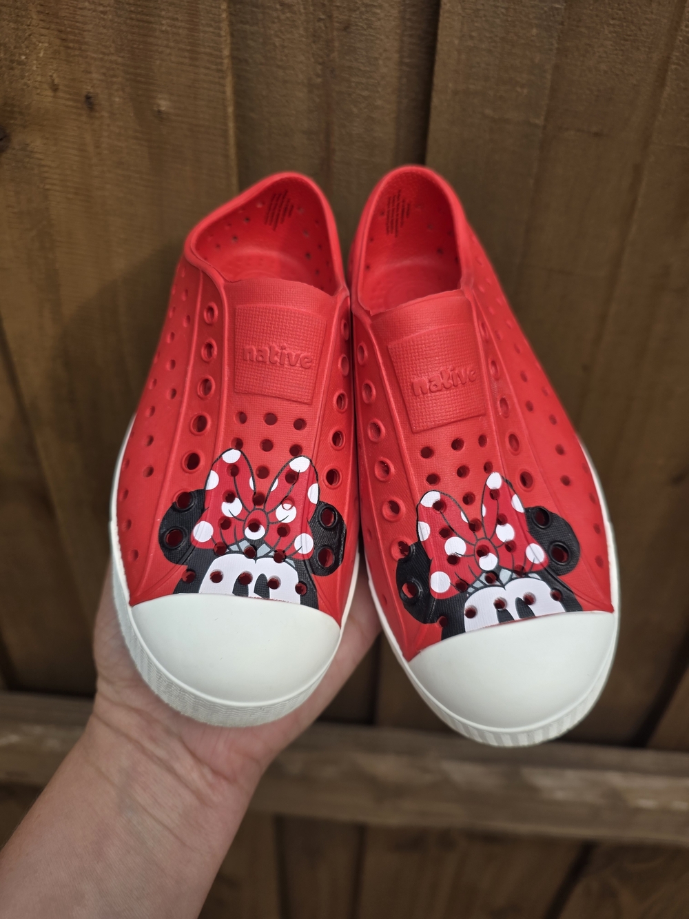 Native Kids' Red Minnie Mouse Slip-On Shoes